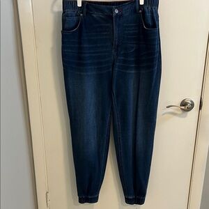 Peace Love World Dark Blue Denim Jogger Pants